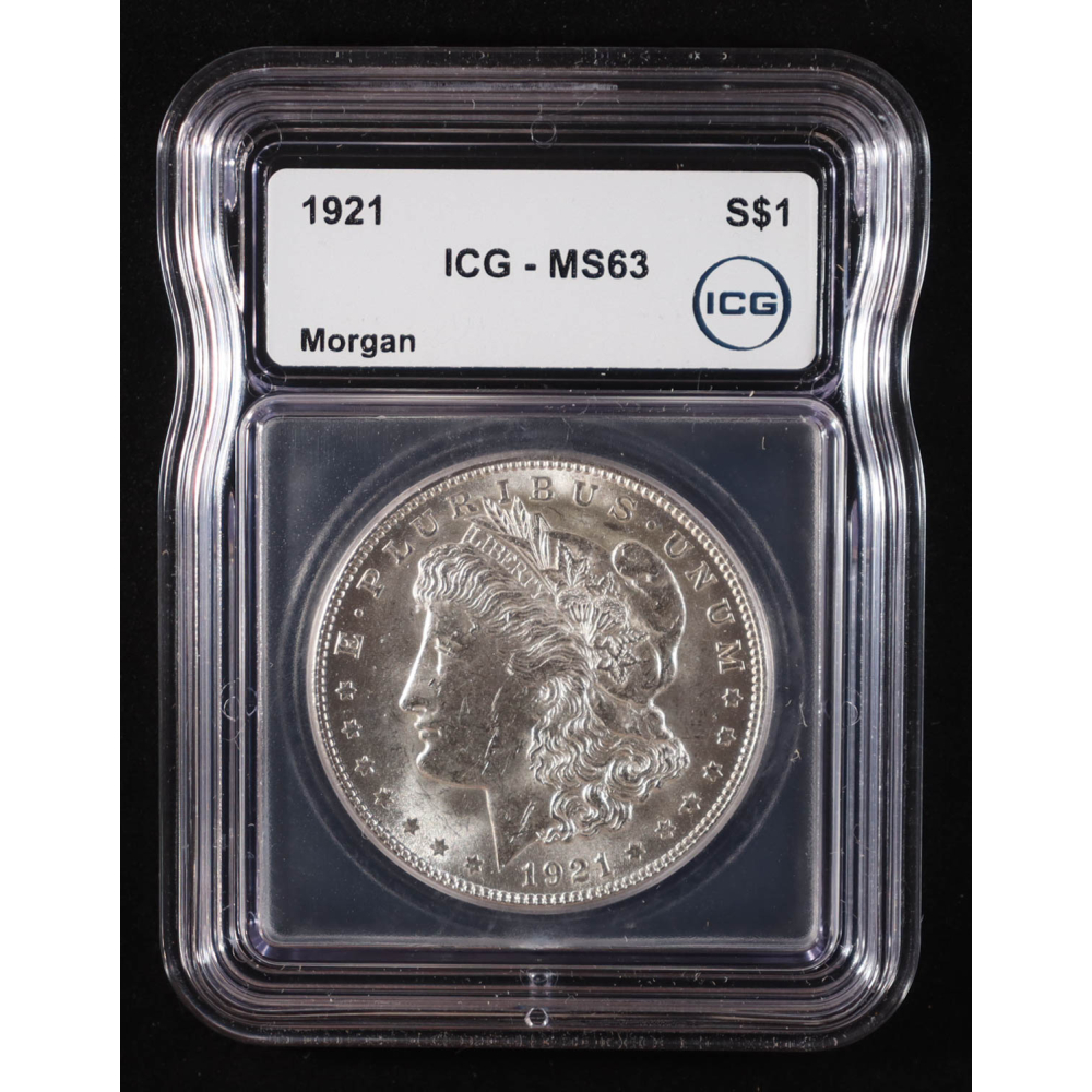 1921 Morgan Silver Dollar (ICG MS63) at PristineAuction.com