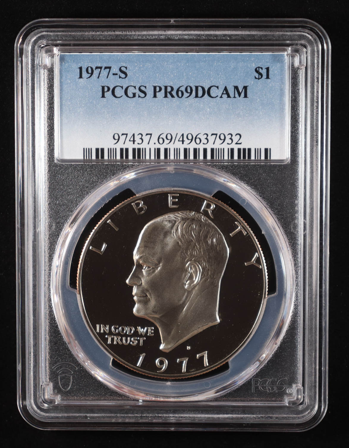 1977-S Eisenhower Silver Dollar - Deep Cameo Proof (PCGS PR69DCAM) at PristineAuction.com 1977-S Eisenhower Silver Dollar - Deep Cameo Proof (PCGS PR69DCAM) at PristineAuction.com