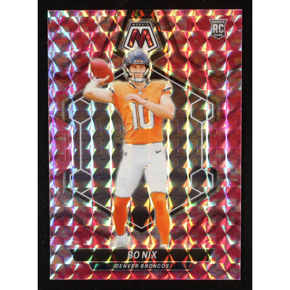 Bo Nix 2024 Panini Mosaic Mosaic Camo Pink #312 RC at PristineAuction.com