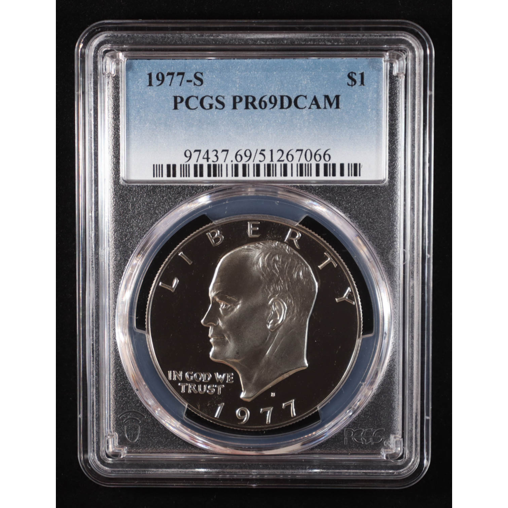 1977-S Eisenhower Silver Dollar - Deep Cameo Proof (PCGS PR69DCAM) at PristineAuction.com