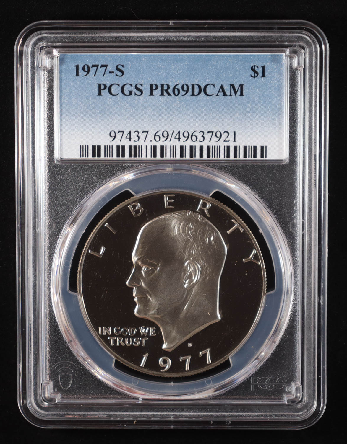 1977-S Eisenhower Silver Dollar - Deep Cameo Proof (PCGS PR69DCAM) at PristineAuction.com 1977-S Eisenhower Silver Dollar - Deep Cameo Proof (PCGS PR69DCAM) at PristineAuction.com