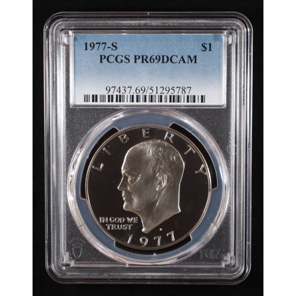 1977-S Eisenhower Silver Dollar - Deep Cameo Proof (PCGS PR69DCAM) at PristineAuction.com