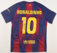 Ronaldinho Signed Barcelona Nike Authentic Jersey Inscribed "R10" (Beckett) at PristineAuction.com