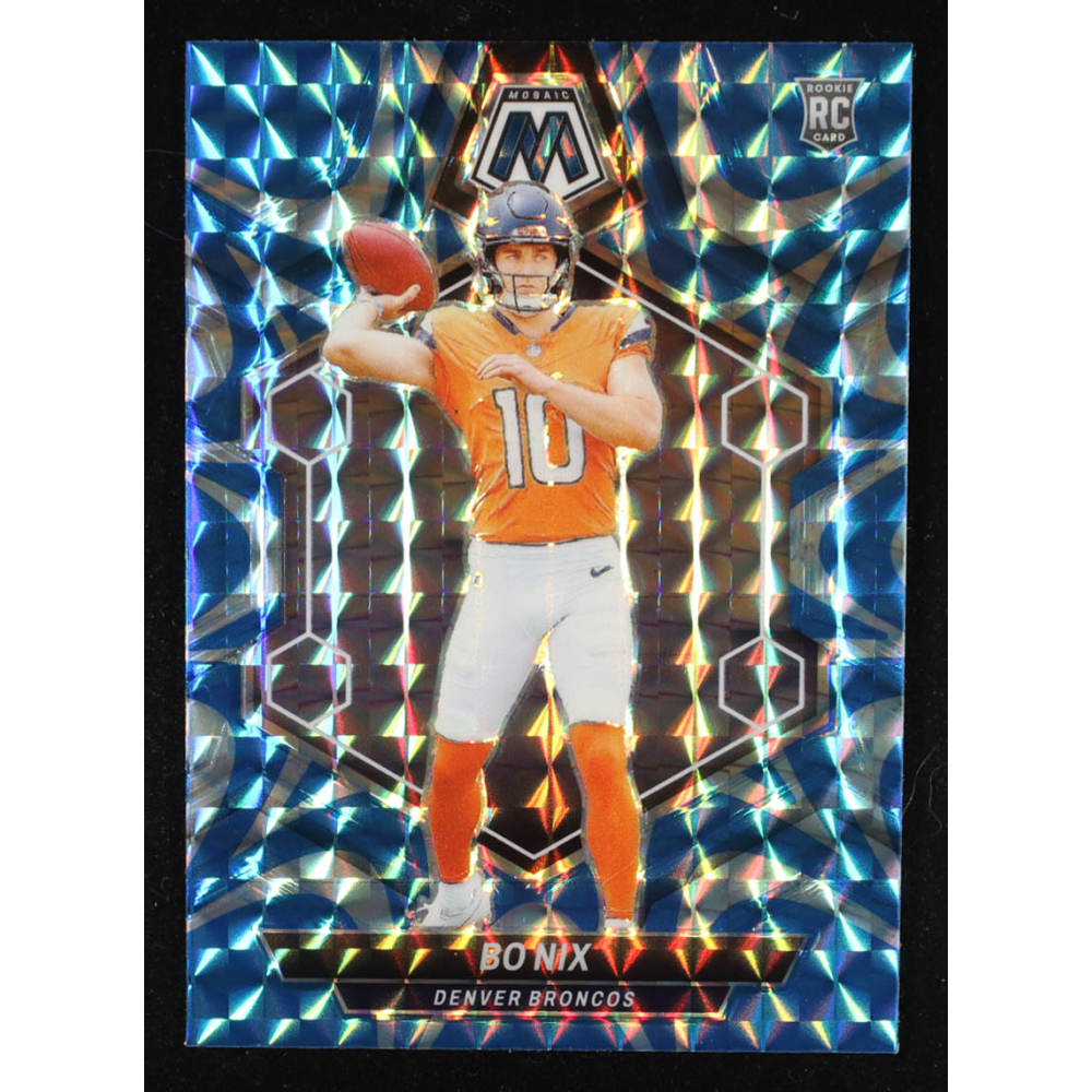 Bo Nix 2024 Panini Mosaic Mosaic Reactive Blue #312 RC at PristineAuction.com