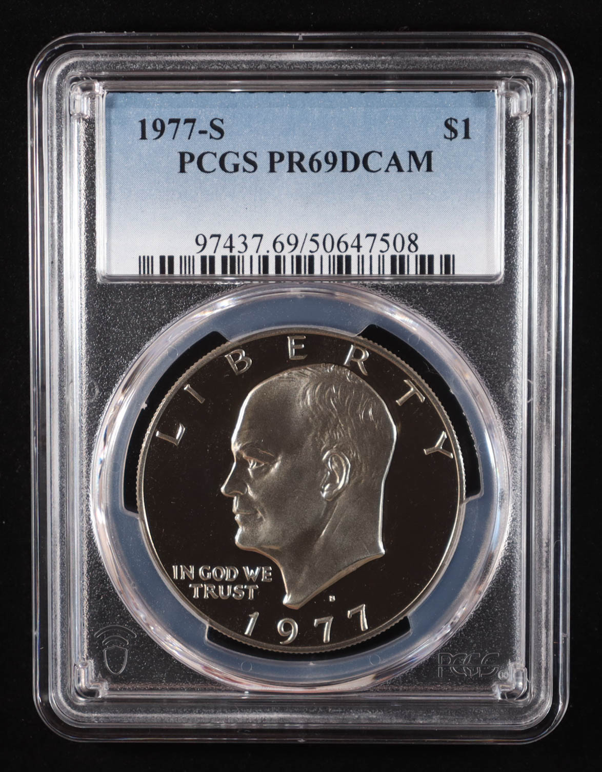 1977-S Eisenhower Silver Dollar - Deep Cameo Proof (PCGS PR69DCAM) at PristineAuction.com 1977-S Eisenhower Silver Dollar - Deep Cameo Proof (PCGS PR69DCAM) at PristineAuction.com