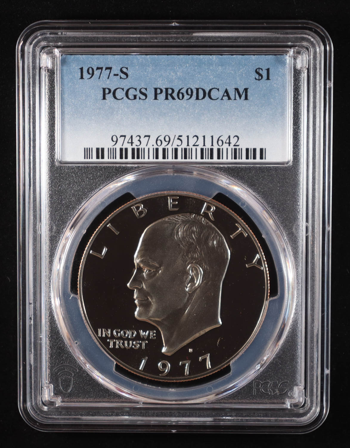 1977-S Eisenhower Silver Dollar - Deep Cameo Proof (PCGS PR69DCAM) at PristineAuction.com 1977-S Eisenhower Silver Dollar - Deep Cameo Proof (PCGS PR69DCAM) at PristineAuction.com