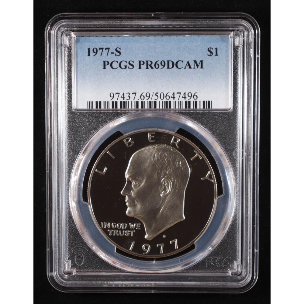 1977-S Eisenhower Silver Dollar - Deep Cameo Proof (PCGS PR69DCAM) at PristineAuction.com