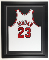 Michael Jordan Signed Bulls Custom Framed Jersey (UDA & GOAT) at PristineAuction.com