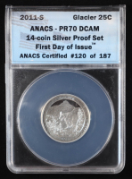 2011-S Glacier America the Beautiful 25c Quarter, FDOI - 90% Silver Deep Cameo Proof (ANACS PR70 DCAM) - Certified #120 of 187 at PristineAuction.com