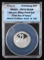 2011-S Vicksburg America the Beautiful 25c Quarter, FDOI - 90% Silver Deep Cameo Proof (ANACS PR70 DCAM) - Certified #120 of 187 at PristineAuction.com