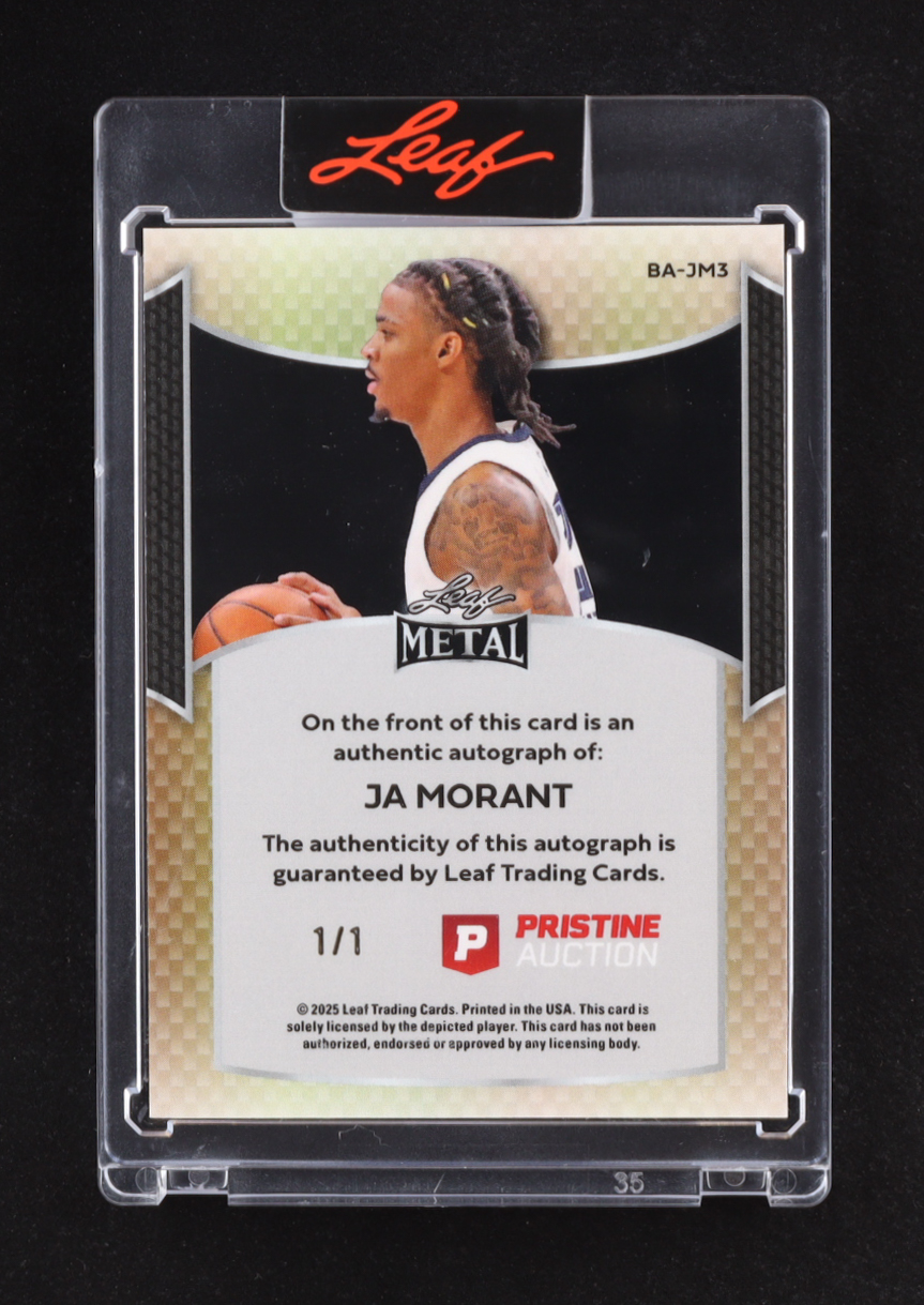 Ja Morant 2025 Leaf Metal Pristine Auction Collection Autographs Prismatic Logo #BAJM3 #1/1 at PristineAuction.com Ja Morant 2025 Leaf Metal Pristine Auction Collection Autographs Prismatic Logo #BAJM3 #1/1 at PristineAuction.com