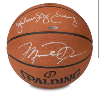 Michael Jordan & Julius "Dr. J" Erving Signed NBA Basketball (UDA) at PristineAuction.com