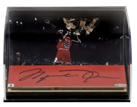 Michael Jordan Signed Bulls Game-Used Floor Piece with Display Case (UDA) at PristineAuction.com