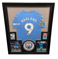 Erling Haaland Signed Custom Framed Jersey (Beckett) at PristineAuction.com