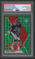 Deion Sanders Signed 2020 Mosaic Green Green #18 (PSA) at PristineAuction.com
