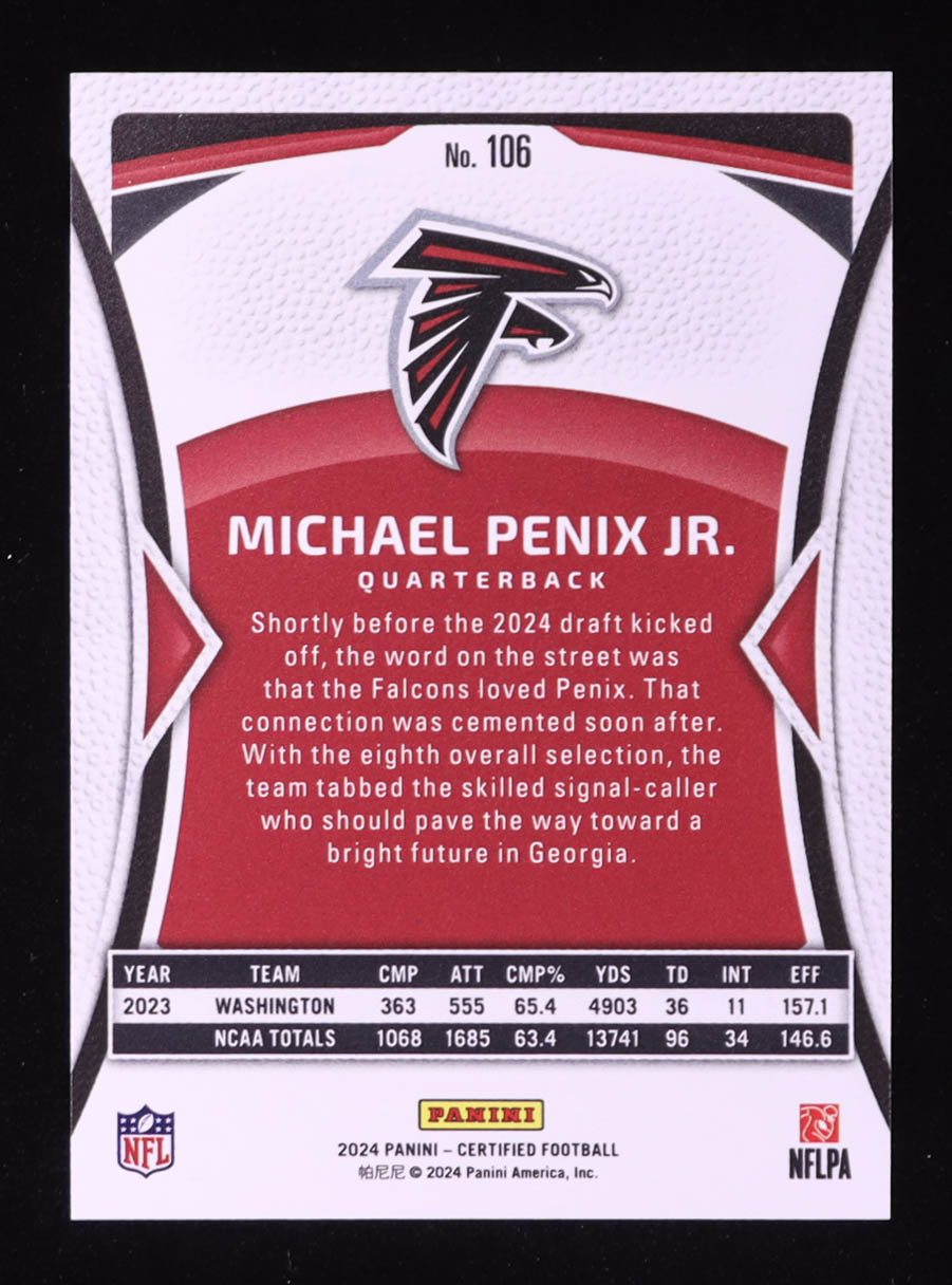 Michael Penix Jr. 2024 Certified Mirror #106 RC #174/350 at PristineAuction.com Michael Penix Jr. 2024 Certified Mirror #106 RC #174/350 at PristineAuction.com
