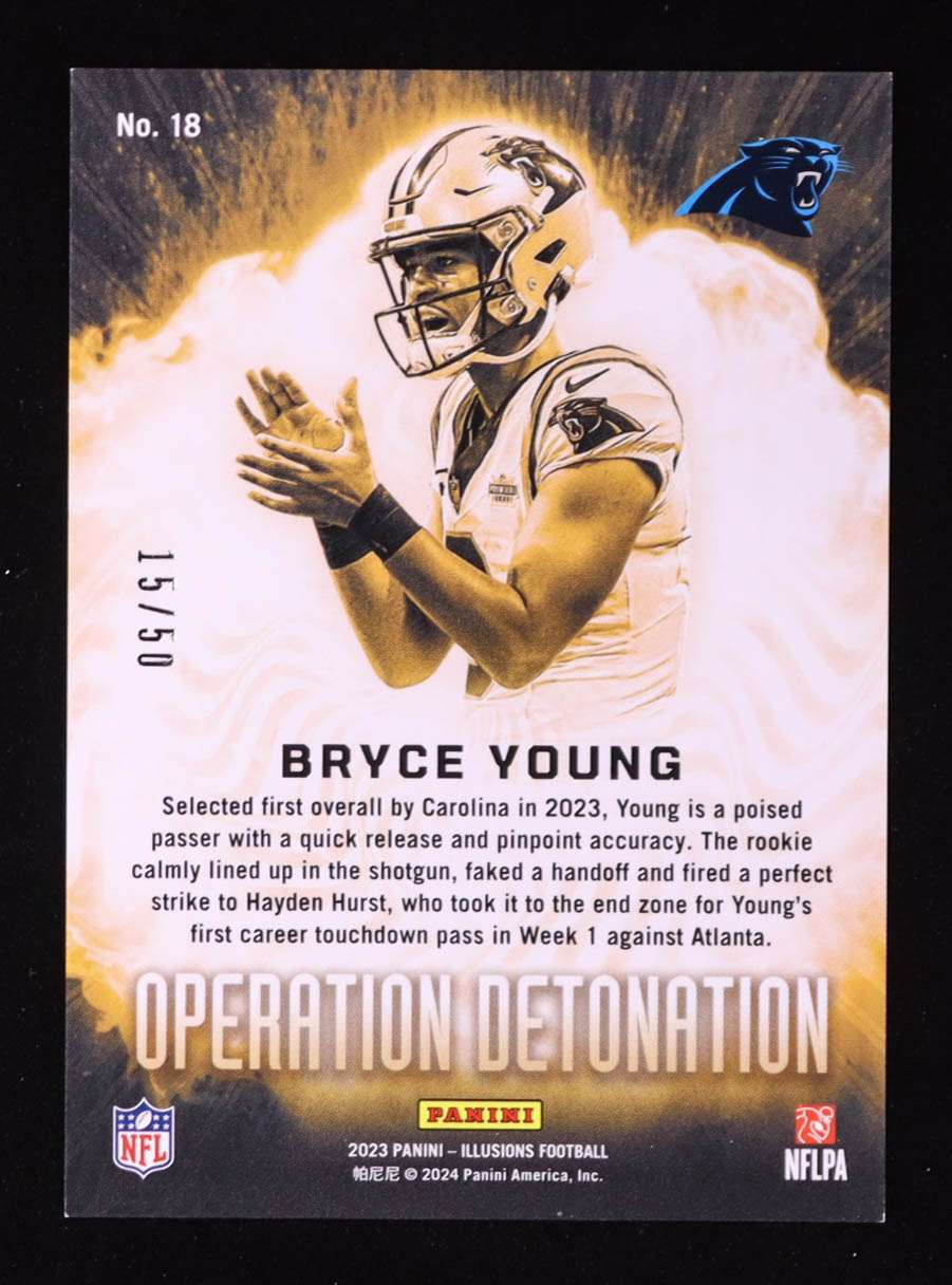 Bryce Young 2023 Panini Illusions Operation Detonation Black #18 RC #15/50 at PristineAuction.com Bryce Young 2023 Panini Illusions Operation Detonation Black #18 RC #15/50 at PristineAuction.com