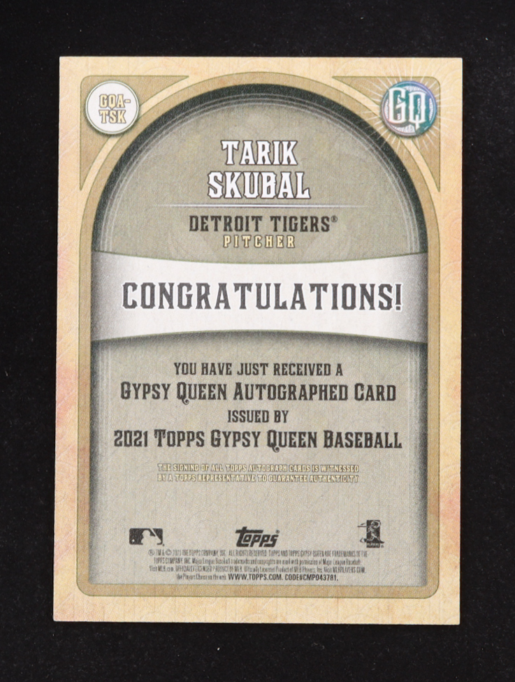 Tarik Skubal 2021 Topps Gypsy Queen Autographs #GQATSK RC at PristineAuction.com Tarik Skubal 2021 Topps Gypsy Queen Autographs #GQATSK RC at PristineAuction.com