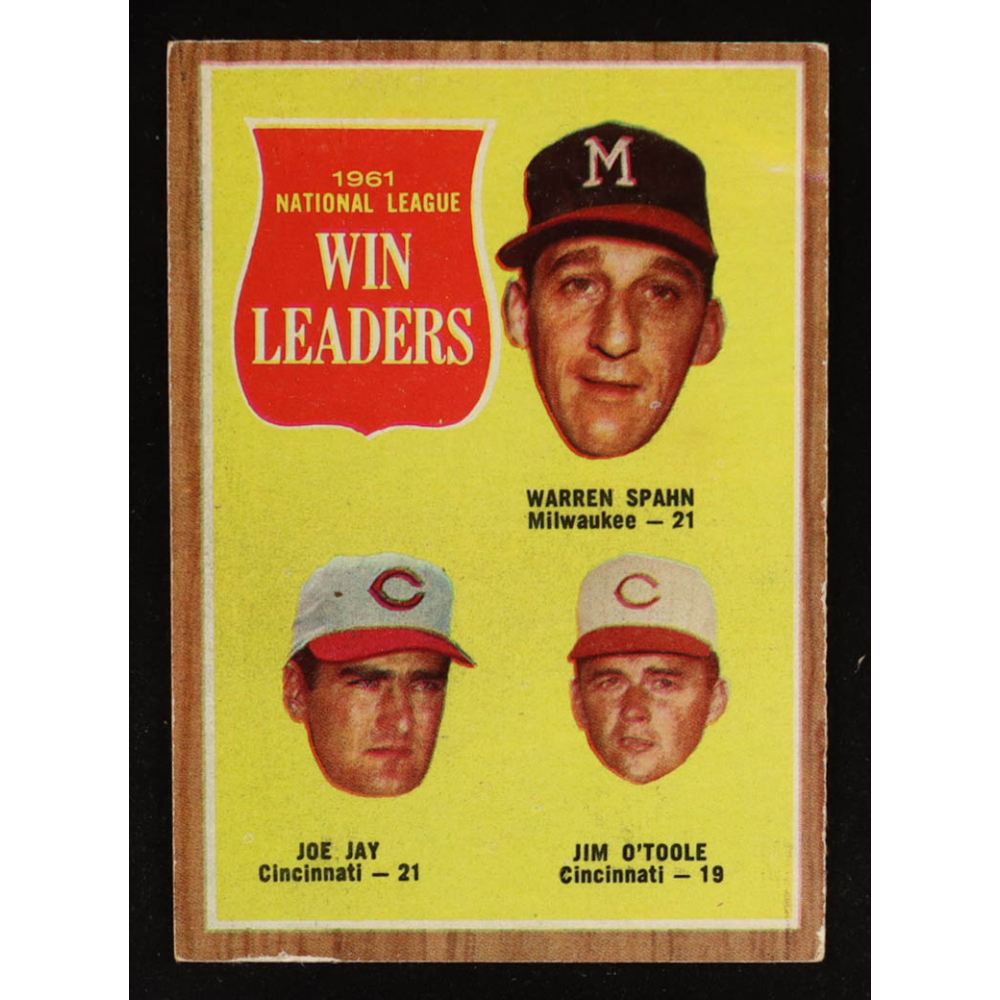 Warren Spahn / Joe Jay / Jim O'Toole 1962 Topps NL Win Leaders #58 at PristineAuction.com