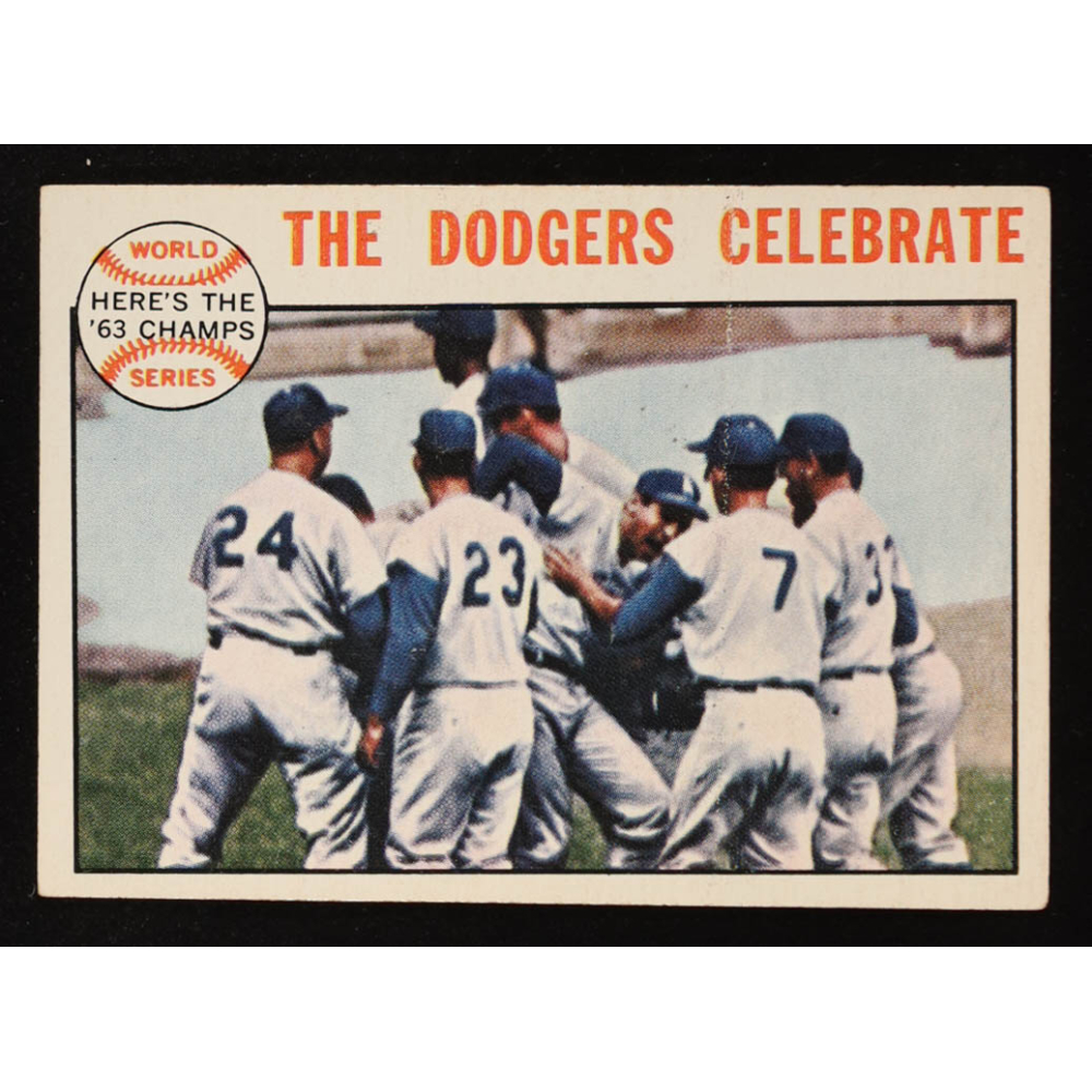 The Dodgers Celebrate 1964 Topps '63 Champs #140 at PristineAuction.com