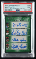 2022 Leaf Decadence Octet Autographs Green #O05 #2/4 George Brett / Carlton Fisk / Pete Rose / Johnny Bench / Cal Ripken Jr. / Don Mattingly / Ken Griffey Jr. / Frank Thomas (PSA 9) at PristineAuction.com