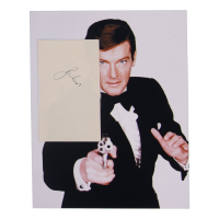 Roger Moore Signed 3x5 Index Card (PSA) at PristineAuction.com