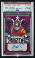 Drake London 2022 Leaf Metal Draft Touchdown Kings Autographs Prismatic Pink #TKLD1 RC #12/20 (PSA 9 | Autograph Grade 9) at PristineAuction.com