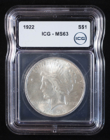 1922 Peace Silver Dollar (ICG MS63) at PristineAuction.com