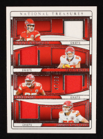 Patrick Mahomes II / Chris Jones / George Karlaftis / Travis Kelce 2024 Panini National Treasures NFL Gear Quad Materials #8 #47/99 at PristineAuction.com