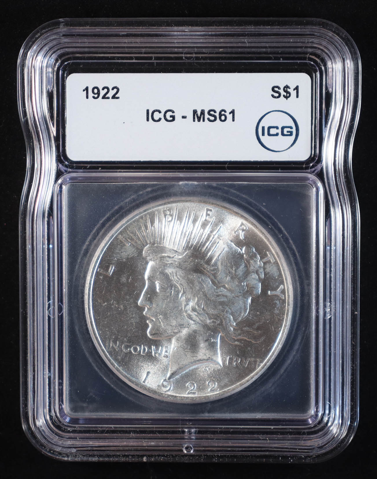 1922 Peace Silver Dollar (ICG MS61) at PristineAuction.com 1922 Peace Silver Dollar (ICG MS61) at PristineAuction.com