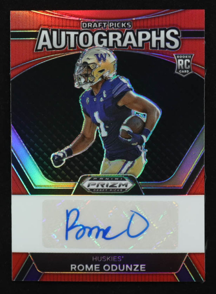 Rome Odunze 2024 Panini Prizm Draft Picks Autographs Red #3 #115/199 RC