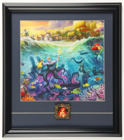 "The Little Mermaid & Ursula" by Thomas Kinkade Custom Framed Art Print Display with Stained Glass Ariel Pin at PristineAuction.com