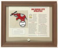 1960 Kansas City Athletics Custom Framed Commemorative Patch Display with Vintage Philadelphia Athletics Logo Pin at PristineAuction.com