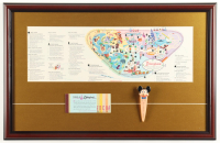 1962 Disney's Custom Framed Photo On-Site Map Display with Ticket Book & Mickey Mouse Book Mark at PristineAuction.com