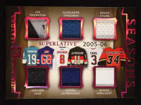 Joe Thornton / Alexander Ovechkin / Zdeno Chara / Jaromir Jagr / Daniel Alfredsson / Miikka Kiprusoff 2017 In The Game Superlative Seasons Game-Used Memorabilia Pink #SE13 #14/25 at PristineAuction.com
