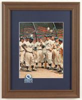 1955 Brooklyn Dodgers "At the Batting Cage" with Jackie Robinson & Pee Wee Reese Custom Framed Photo Display with Official 1955 Brooklyn Dodgers World Series Pin at PristineAuction.com