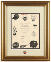 1969 Vintage New York Mets Original Souvenir Form Custom Framed Display with New York Mets Logo Pin at PristineAuction.com