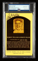 Bob Feller Signed Hall of Fame Plaque Postcard (PSA 10) at PristineAuction.com