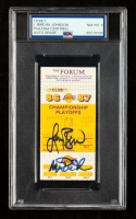 Magic Johnson & Larry Bird Signed 1986-87 NBA Championship Playoffs Game 2 at The Forum Ticket (PSA 8) at PristineAuction.com