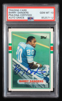 Barry Sanders Signed 1989 Topps Traded #83T RC (PSA | Auto Grade PSA 10) at PristineAuction.com