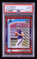 J.J. McCarthy 2024 Donruss Optic Rated Rookies Preview Red Wave #303 RC (PSA 10) at PristineAuction.com