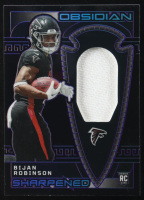 Bijan Robinson 2023 Panini Obsidian Sharpened Swatches Electric Etch Purple #5 RC #22/75 at PristineAuction.com