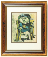 "Paloma With An Orange" Custom Framed Art Print Display by Pablo Picasso at PristineAuction.com