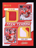 Nick Bolton / Chris Jones 2023 Absolute Team Tandem Materials Gold #34 #77/99 at PristineAuction.com