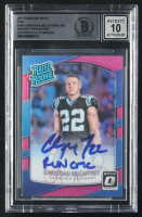 Christian McCaffrey Signed 2017 Donruss Optic Pink #168 RR RC (BGS | Auto Grade 10) at PristineAuction.com