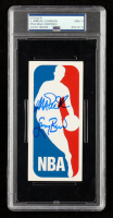 Magic Johnson & Larry Bird Signed NBA Logo Decal (PSA 9) at PristineAuction.com