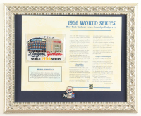 1956 Yankees vs Brooklyn Dodgers Custom Framed Commemorative Patch Display with Official 1956 Yankees vs Dodgers World Series Lapel Pin at PristineAuction.com