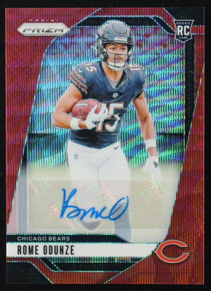 Rome Odunze 2024 Panini Prizm Autographs Prizms Red Wave #385 RC #013/149