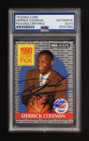 Derrick Coleman Signed 1990-91 Hoops #390 LS RC (PSA | Auto Grade PSA Authentic) at PristineAuction.com