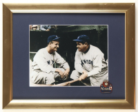 Babe Ruth & Lou Gehrig in the Yankees Dugout Framed Photo Display with Official 1928 Yankees World Series Pin at PristineAuction.com